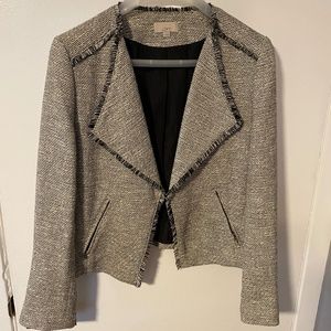 LOFT Black and White Fringed Blazer